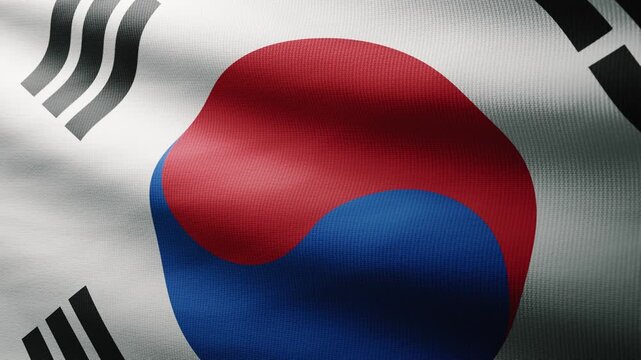 Waving South Korea Flag in the Wind