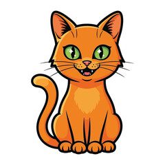 Animated cat with green eyes: A cute cat with vibrant orange fur and charming green eyes, rendered in an animated style. Embodying playfulness and endearing appeal.