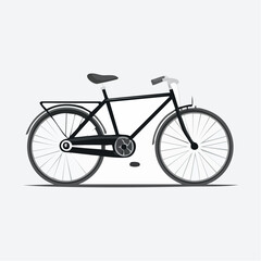 Fototapeta premium Side view of a classic black bicycle, showing details like the frame, wheels, handlebars, and seat.