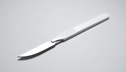 Single kitchen knife with sleek metallic blade and white handle, placed on a reflective surface—featuring a narrow, tapered design ideal for precise slicing or paring, emphasizing modern culinary aest