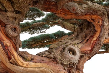 Twisted trunk of a bonsai pine tree