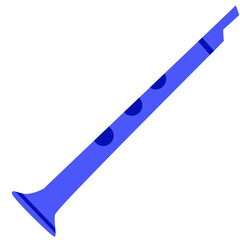 2d illustration of a flute, a classical woodwind instrument often used in orchestras, symbolizing melody, harmony, rhythm, creativity, and performance.
