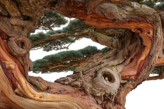 Twisted trunk of a bonsai pine tree