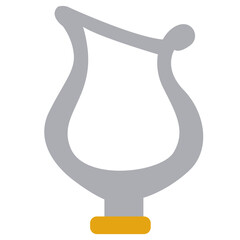 Silver lyre 2d illustration, ancient string instrument with elegant frame. Perfect for culture, art, education, music, or creative classical projects.
