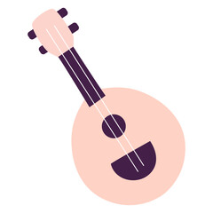 Banjo 2d illustration with strings and round body, traditional string instrument. Ideal for folk, music, culture, learning, or creative projects.
