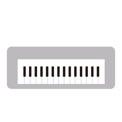 Gray keyboard 2d illustration with black and white piano keys, electronic musical instrument. Perfect for music, learning, kids, culture, or creative projects.
