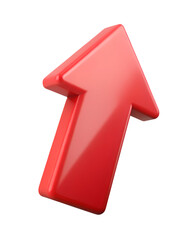 Red upward arrow icon symbolizing success growth and economic progress