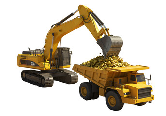 Excavator Loading Gold into Dump Truck