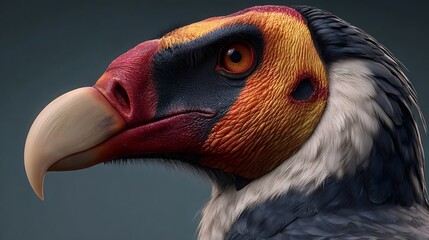 King vulture head profile showing colorful plumage