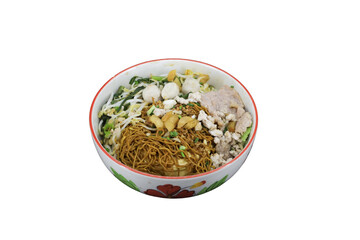 Delicious noodle meal: A vibrant and appetizing image of a freshly prepared bowl of noodles, a delightful culinary creation featuring a harmonious blend of flavors, textures and ingredients.