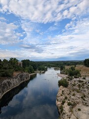 Obraz premium View from the Pont du Gard aqueduct in Provence, France