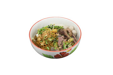Noodle bowl: A close-up view showcases a vibrant and appetizing bowl filled with steaming noodles, a culinary masterpiece, appetizing.
