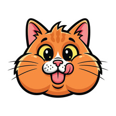 Cute Cartoon Cat Head: A cheerful cartoon cat face with a playful expression, showcasing its tongue and a hint of mischievousness, radiating charm and joy.