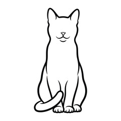 Sitting Cat Line Art: A simple, elegant outline of a seated cat, perfect for minimalist designs and conveying a sense of calm and serenity.