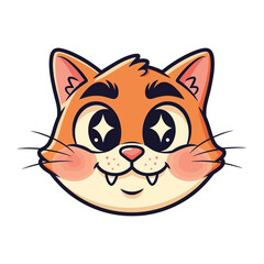 Animated Cat Face: An animated orange cat face with sparkling eyes. 