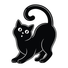 Black Cat's Playful Paws: A stylized image captures a sleek, black cat in a moment of playful stretching, exhibiting a joyful feline movement with delightful curiosity.