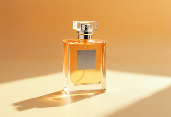 A bottle of perfume with a white square on the bottom