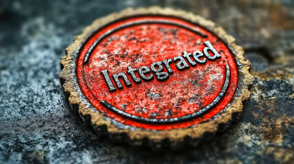 Red Integrated Stamp Illustration Symbolizing Inclusion and Integration