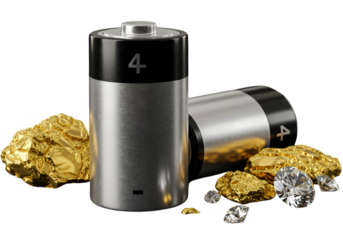 Batteries with Gold and Diamonds Still Life