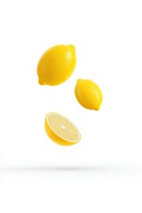 Lemons, whole and sliced, levitating