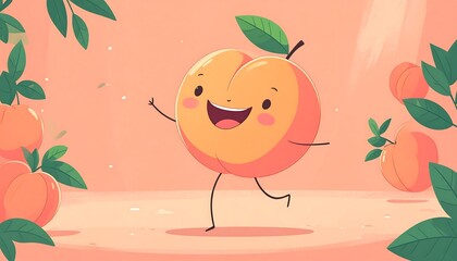 Cute peach character running