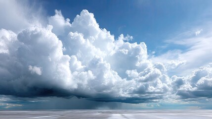 Obraz premium Dramatic Cumulonimbus Cloudscape with Rain Showers against Blue Sky Background