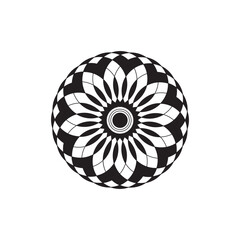 Geometric Black and White Mandala Circular Vector Design