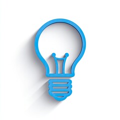 A light blue, stylized line art lightbulb icon with a drop shadow on a white background
