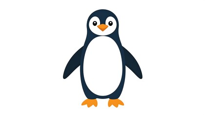 Obraz premium A cheerful, cartoon penguin stands proudly against a plain white background.