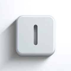 A light gray, square, 3D button features a vertically oriented, elongated, rectangular cutout.  A subtle drop shadow is cast beneath