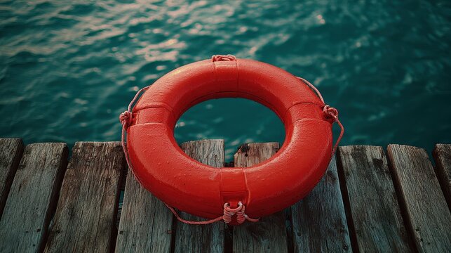 Beautiful photo of life buoy insurance safety rescue floating ring