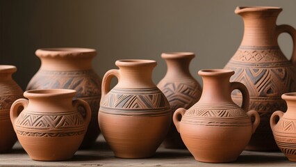 Handmade Clay Pottery Collection Traditional Ceramic Vessels