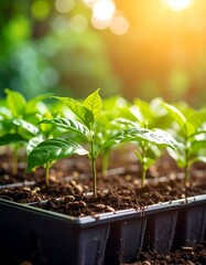 Young plants in trays