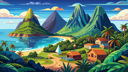 Pitons Management Area, Saint Lucia (Caribbean), is famous for its twin volcanic spires rising dramatically from the Caribbean Sea amidst lush tropical landscapes.