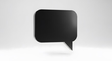 Fototapeta premium Black Speech Bubble Icon on White Background - 3D Render.