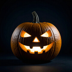 Fototapeta premium halloween pumpkin, carved pumpkin, jack o lantern, smiling pumpkin, scary pumpkin, pumpkin decor, halloween decoration, pumpkin light, halloween prop, halloween party pumpkin