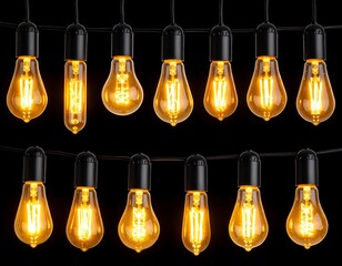 String of warm-toned Edison-style light bulbs