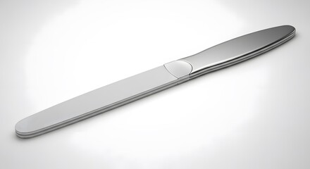 Shiny Metal Nail File on White Background.