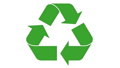 Obraz premium A bright green recycling symbol with flowing arrows against a plain white background.