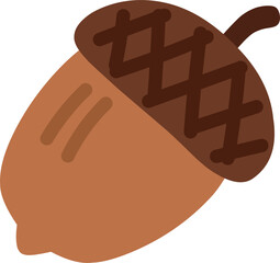 Simple Flat Design Acorn Illustration with Pattern for Autumn Theme
