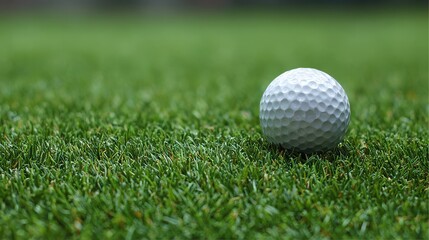 Obraz premium Beautiful photo of golf ball on green grass.