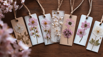 桜の押し花しおり / Cherry Blossom Pressed Flower Bookmarks
