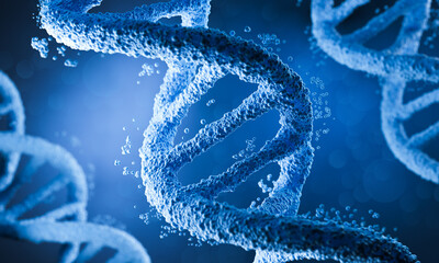 DNA Double Helix Spiral Molecule Structure, molecule or atom Science or medical background, 3d illustration.
