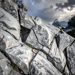 Close-up of fractured rocks