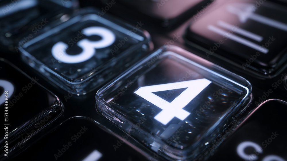 Poster a black and clear keypad with the numbers 1 through 9