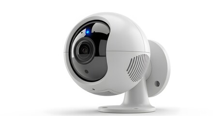 Modern White Wireless Security Camera for Home Surveillance and Monitoring.