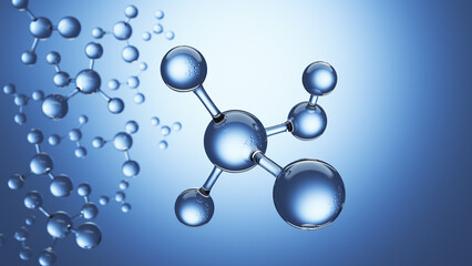 Molecular Structure Scientific research in molecular chemistry. 3D illustration.