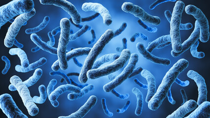 Lactobacillus bacteria, probiotic medical background 3d illustration.
