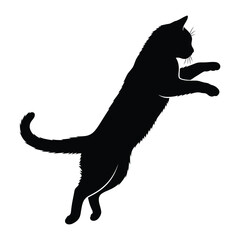 Black Silhouette Cat in mid-air: A sleek and elegant black cat leaps through the air, captured in a striking silhouette that emphasizes the grace and agility of this feline. 