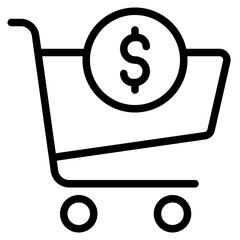 Shopping Cart Icon in Line Style Suitable for Web, Apps, Presentation, or Printable Meanings